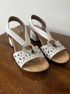 Rieker Women's White Sandals Block Heel Size 36
